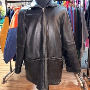 Relativity Black Leather Trench Coat